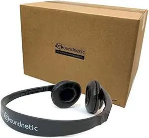 Soundnetic SN313 Classroom Over The Head Stereo Headphones with Leatherette Earpads, Black, Count of 100, Pack of 1