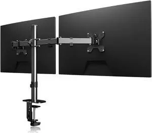 Suptek Dual LED LCD Monitor Desk Mount Heavy Duty Fully Adjustable Stand for 2 / Two Screens up to 27 inch