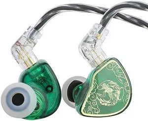 Linsoul TANGZU Wan'er S.G HiFi 10mm Dynamic Driver PET Diaphragm in-Ear Earphone with Ergonomic Shape, Detachable 2Pin OFC Braided Cable for Audiophile Musician DJ Stage (Green, with Mic)