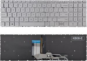 TLBTEK Silver Keyboard Replacement with Backlight Compatible with HP Envy X360 15-ED 15-EE 15T-ED 15M-EE 15M-EE0013DX 15M-EE0023DX 15M-ED 15M-ED0023DX 15Z-EE,Envy 17-CH 17m-CH 17-CG Series Laptop