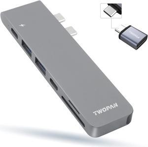 TWOPAN MacBook Pro USB C Hub & USB C to USB 3.0 Adapter, Universal USB C to A Adapter for MacBook Air/Pro 2021/2020/2019, 13"/15" Space Gray
