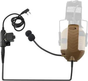 TSVISIONCORE Microphone & PTT for Walker's Razor Noise Cancelling Headphones Airsoft(Coyote Brown)