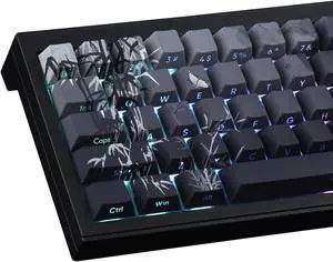 Tsungup PBT Keycaps - Side Printed Keycap Set,135 Keys Bamboo Sea Custom Keycaps Gradient Grey Shine Through Keycaps,Cherry Profile Keyboard Keycaps for Cherry MX Switches Mechanical Keyboards
