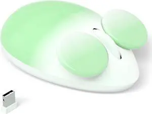 UBOTIE Bluetooth Wireless Optical Mouse, Portable Wireress Bluetooth and USB Nano Connection Cute Rat Shape Colorful Gift Computer Mouse for Laptop PC Tablet Smart Phones(Green)