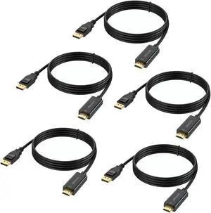 DisplayPort to HDMI 4K 6Feet, 4K DisplayPort to HDMI Cable Uni-Directional DP to HDMI Cord for Dell, Monitor, Projector, Desktop, AMD, Lenovo, HP, ThinkPad -5Pack