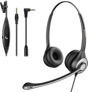 Wantek Cell Phone Headset with Microphone Noise Cancelling, Wired 3.5mm Computer Headphone for iPhone Samsung Android PC Laptop Tablet Skype Call Center Home Office, Ultra Comfort(F602J35)