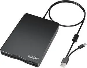 wintale USB Floopy Drive,Portable 3.5" USB External Floppy Disk Drive,Slim Plug and Play 1.44 MB FDD for PC Windows 2000/XP/Vista/7/8/10/11 Mac
