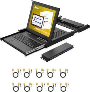 Yinker 17'' LCD KVM Switch + 2-Pack 10-ft VGA KVM Cable