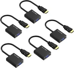 Yinker HDMI to VGA Adapter 5 Pack, HDMI to VGA Adapter Gold-Plated Male to Female, Converter Duplicate Extend Screen for Computer Desktop, Monitor, Projector, HDTV, Chromebook