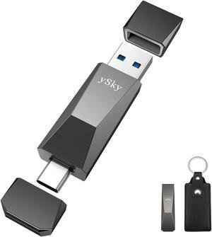 ySky 256GB USB 3.2 Solid State Flash Drive 1000MB/s High Speed USB C+ USB 3.2 Gen2 Dual Interfaces Thumb Drive, USB C Memory Photo Stick for iPhone15/15 Plus/15 Pro/15 Pro Max/USB-C Phone,Laptop,Mac