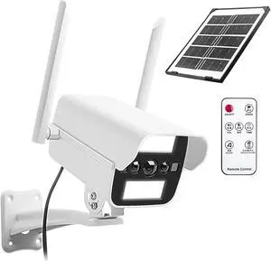 onovatpol Fake Camera with Motion Sensor Light&Doorbell, Fake Security Camera as Solar Street Light, Dummy Security Camera&Store Welcome Buzzer Monitor for Outdoor (Solar+Battery)
