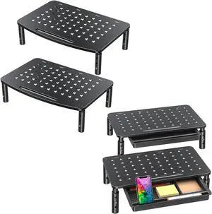 Zimilar 2 Pack Monitor Stands Risers, 3 Height Adjustable Monitor Riser 2 Pack Monitor Stand Riser with Drawer