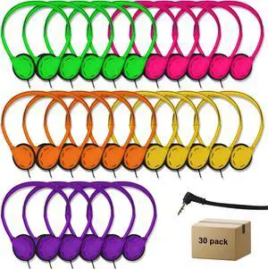 ZHENWAY 30 PACK Bulk Kids Classroom Headphones for School Travel or Home Use (MIX COLOR)