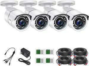 ZOSI 4 Pack 2MP 1080p HD-TVI Home Security Camera Outdoor Indoor 1920TVL,36PCS LEDs,120ft Night Vision, 105degView Angle, Weatherproof Surveillance CCTV Bullet Camera
