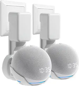 ZUOLACO Wall Mount Holder for Dot 4th/5th Generation, Outlet Hanger for Dot 4th/5th Gen, Smart Speaker Stand, Space-Saving Accessories, Built-in Cable Management Shelf(2 Pack,White)...