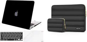 MOSISO Compatible with MacBook Air 13 inch Case A1369 A1466, Older Version 2010-2017, Plastic Hard Case&Puffy Horizontal SleeveBag&Keyboard Cover&Screen Protector, Black