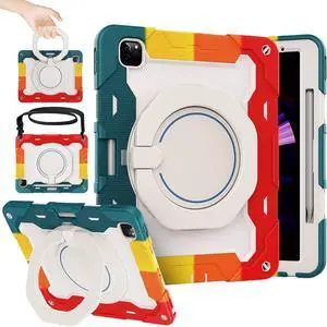 ROISKIN for iPad Pro 12.9 inch Case (6th/5th/4th/3rd generation)with Screen Protector for Kids, 360 Kickstand,Handle, Pencil Holder,Shoulder Strap[15ft Drop Protection]Heavy Duty Rugged 12.9 iPad Case