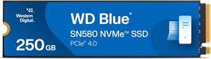 Western Digital 250GB WD Blue SN580 NVMe Internal Solid State Drive SSD - Gen4 x4 PCIe 16Gb/s, M.2 2280, Up to 4,000 MB/s - WDS250G3B0E