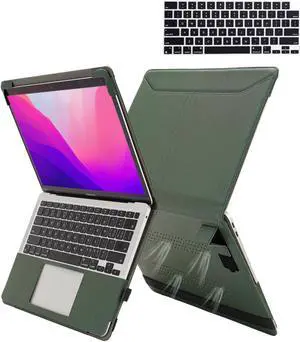 TYTX Compatible with MacBook Pro 14 Inch Case, PU Leather MacBook Case with Vents and Stand for 2021-2024 Release M4 A3112 A3185 A3401 M3 A2918 A2992 M2 A2779 M1 A2442, Come with Keyboard Cover, Green