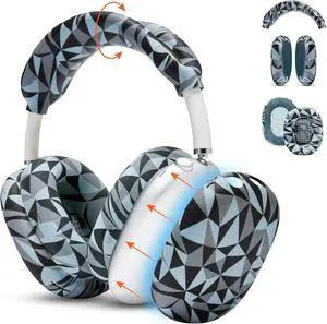 WC Sweatz, Shellz, and Bandz Protective Covers Bundle for Airpods Max Headphones by Wicked Cushions | Geo Grey