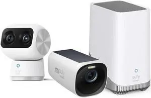 eufy Security eufyCam 3, Security Camera Outdoor Wireless Indoor Cam S350, Dual Cameras, 4K UHD Resolution Security Camera with 8x Zoom and 360deg PTZ+ Homebase 3