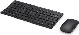 Rechargeable Wireless Keyboard Mouse Combo, Seenda Ultra Slim Small Compact Keyboard and Mouse with Long Battery Life for Windows Laptop Computer, Black
