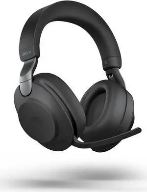 Jabra Evolve2 85 UC Wireless Headphones with Link380c, Stereo, Black - Wireless Bluetooth Headset for Calls and Music, 37 Hours of Battery Life, Advanced Noise Cancelling Headphones