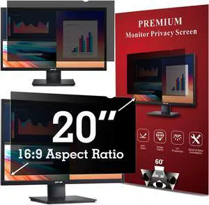 APeiSi 20 Inch Privacy Screen Filter for Computer Widescreen 16:9 Monitor, Privacy Shield, Anti-Glare and Anti-Blue Light Screen Protector