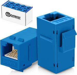 Everest Media Solutions RJ45 CAT6 Keystone Coupler in Blue - 48-Pack - Female to Female Ethernet Keystone Jack for Standard Wall Plates & Patch Panels - UTP Inline RJ45 Coupler Extender