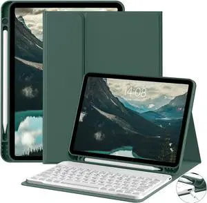GKABXY Keyboard Case for iPad Air 11inch (M2) 2024/iPad Air 5th Gen 2022/4th Gen 2020 10.9 Inch,Detachable Wireless Bluetooth Keyboard,Slim Keyboard Cover with Pencil Holder,Auto Sleep/Wake,Dark Green