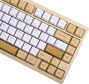 Cute Shiba Inu Keycaps PBT for Mechanical Keyboard Cherry Profile Keycaps Set Animal Dog Yellow White Keycps 60 65 75 Percent Gaming Keyboard No Backlit Custom Keycaps with Key Puller