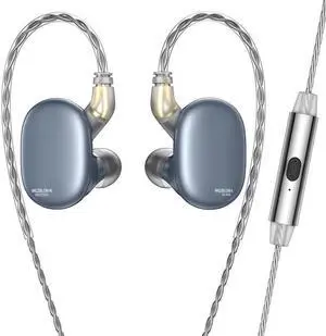 keephifi Earphone BLON BL-max in-ear Monitor 6mm Lightweight Diaphragm and 10mm Carbon Diaphragm Headphones for HiFi Music Headsets with 2 Pin Removable Cable (with mic, blue)