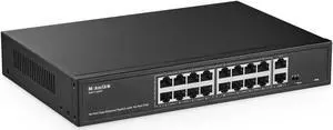 MokerLink 16 Port PoE Switch, 2 Gigabit Uplink, 200W IEEE802.3af/at, VLAN & Extend, Metal Rackmount Unmanaged Plug and Play Ethernet Switch