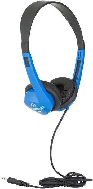 Egghead Heavy-Duty Kids' Stereo Headphones with Padded Ear Cups and 4' Cord, Adjustable Tangle-Free Stereo School Headphones, Pack of 20, Blue