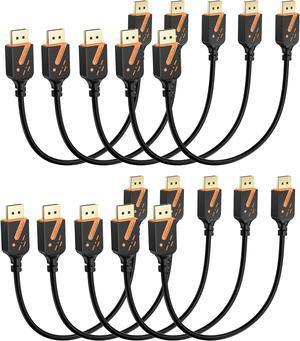 RyzzRooa Short 4K DisplayPort Cable 1 FT, 10-Pack DP to DP Cables, Display Port Cable Male to Male Adapter with 2K@165Hz/144Hz Support 3D, HDR for Monitor, Gaming, PC, Docking Station ...