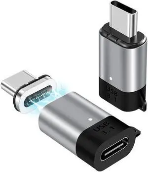 SHEEAST Magnetic USB C Adapter Straight 24 Pin Mini Magnetic USB C Adapter Connector 2 Pack 100W PD Fast Charge 20Gbs Data Transfer USB3.1