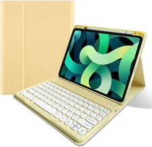 kaitesi Keyboard Case for iPad Air 11 inch M2/ iPad Air 5th 4th Generation 10.9" - iPad Pro 11 inch 4th 2nd/3rd Generation Detachable Keyboard Case Round Keys (Yellow)
