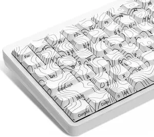 Womier Low Profile keycaps, Double Shot PBT keycaps,White Topographic Keyboard caps,Side Printed/Dye-sub keycap for Most 60% 65% 70% 100% MX Switches Mechanical Keyboard(only keycaps)