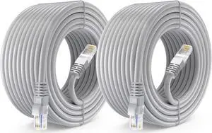 Maximm Cat 6 Ethernet Cable 50 ft (2-Pack) - High-Speed LAN Cable, Internet Cable, Patch Cable, and Network Cable - UTP, 10Gbps, 550MHz Cat6 Cable - Gray