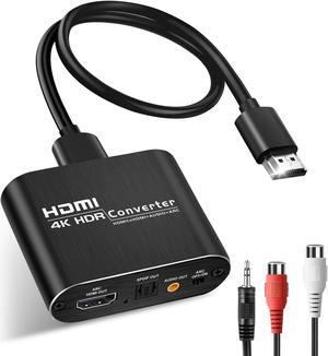 HDMI ARC Audio Extractor 4K@60Hz, HDMI to HDMI + Optical Toslink SPDIF + 3.5mm AUX Jack Stereo Audio Adapter, HDMI Audio Converter Splitter Inserter Embedder Support HDCP2.2 Digital PCM DTS 5.1