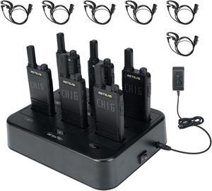 (3nd Gen RT22) Retevis B3H Small Walkie Talkies,2 Way Radios with Earpiece,6 Way Multi Unit Charger,Channel Visibility,1620 mAh Battery,Portable FRS Two-Way Radios for Restaurant Hotel (6 Pack)