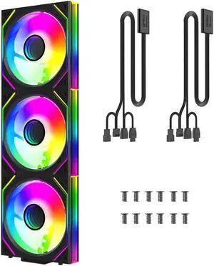 ICOLER UNI Fan JM-V2 120 Infinity Mirror Module Daisy-Chain ARGB PWM Case Fan 120mm Triple Pack Suitable for Computer Case & CPU Cooling