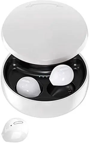 Xmenha Smallest Invisible Earbuds Wireless Ear Buds Bluetooth in Ear Mini Discreet Small Tiny Earpiece Sleep Earbuds Hidden with Charging Case Headphones for Small Ears Work Sleeping Android White