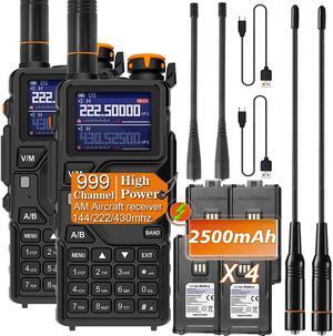 BAOFENG K5PLUS Tri Band Ham Radio Handheld,Walkie Talkies Long Range NOAA Weather Receiver High Power Two Way Radios with One Key Frequency Match,USB C Charger,999CH with Extra 2500mAh Battery 2 Pack