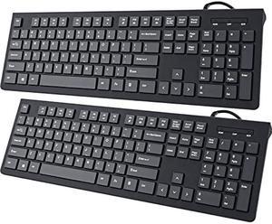 Computer Keyboard Wired, Plug Play USB Keyboard, Low Profile Chiclet Keys, Large Number Pad, Caps Indicators, Foldable Stands, Spill-Resistant, Anti-Wear Letters for Windows Mac PC Laptop, 2 PACKS