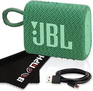 Boomph On-The-Go Kit: JBL Go 3 Portable Bluetooth Wireless Speaker, IP67 Waterproof and Dustproof Built-in Battery - Eco Green