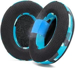 WC Freeze Hybrid Fabric Cooling Gel Replacement Earpads - Compatible with HyperX Cloud, Steelseries Arctis, ATH M50X, Turtle Beach Stealth & More - Comfortable & Cooler for Longer | Cyan Prism