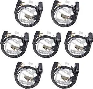 YNIBST Walkie Talkie Surveillance Earpiece with PTT Mic Transparent Acoustic Tube,for Midland GXT1000VP4 GXT1000XB GXT1050VP4 LXT600VP3 Two-Way Radio(7 Packs)