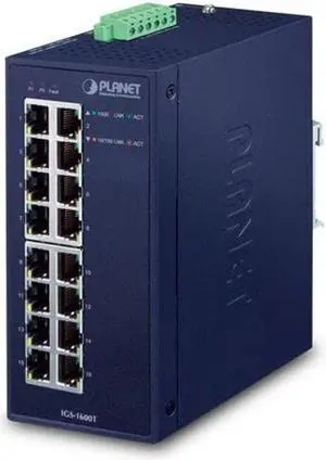 Planet Industrial 16-Port 10/100/1000T Network Gigabit Ethernet Switch