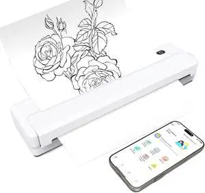 Fostex Portable Wireless Printer for Travel, Thermal Bluetooth Printer Support, Small Inkless Mobile Printer Compatible with iOS, Android & Laptop,for Office,Home,School Use (White)